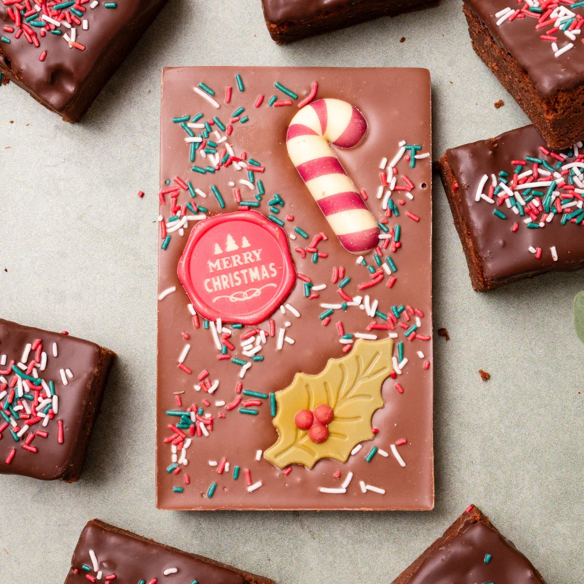 Kerst chocoladereep per post.