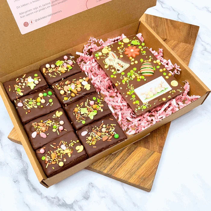 Paasgeschenk brownies met chocoladereep