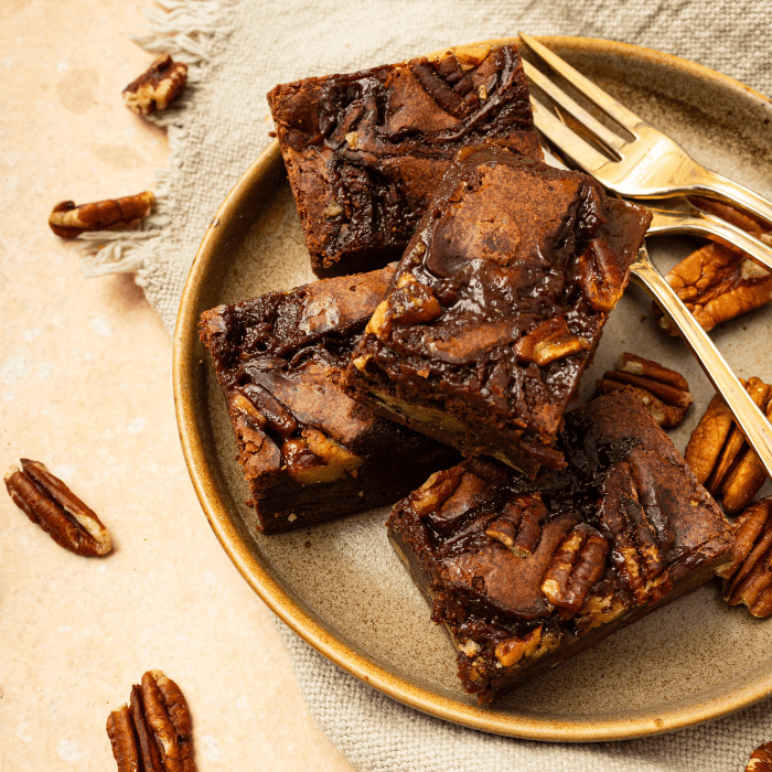 Pecan met caramel brownie