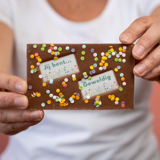 Jij bent geweldig! chocoladereep per post.